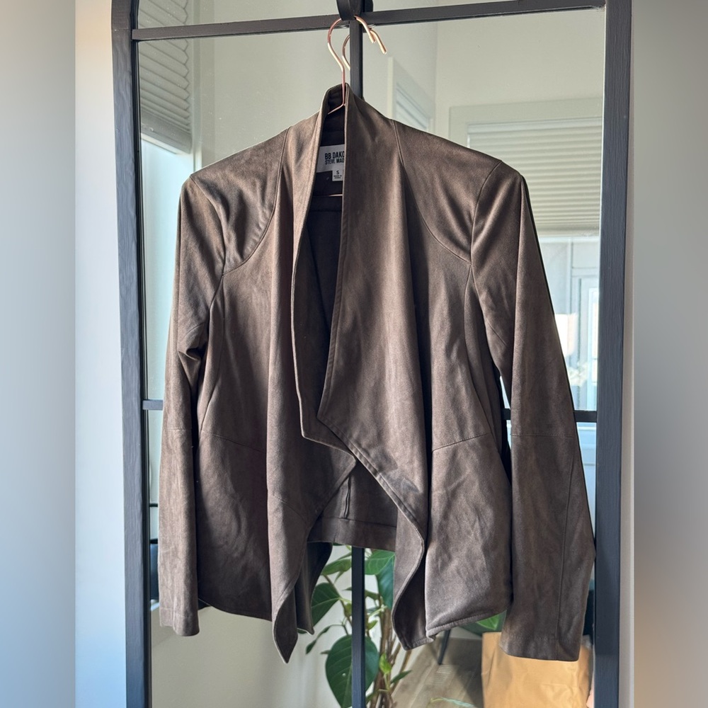 BB Dakota faux suede cropped waterfall jacket